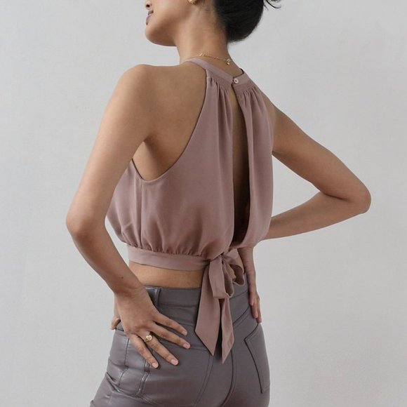 Aritzia Wilfred Cadence blouse - cropped halter back with open back - Picture 13 of 13